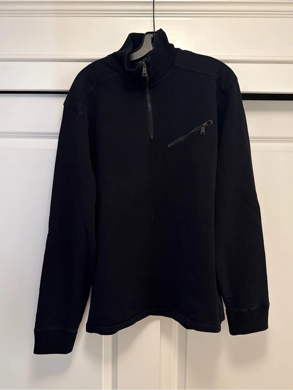 Polo Ralph Lauren Men's Navy Half-Zip Sweater with Chest Zip Pocket